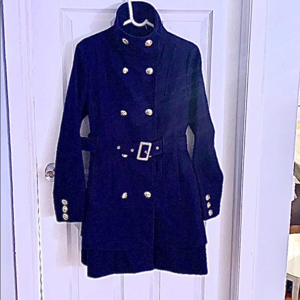 BLACK RIVET DEEP ROYAL BLUE PEACOAT